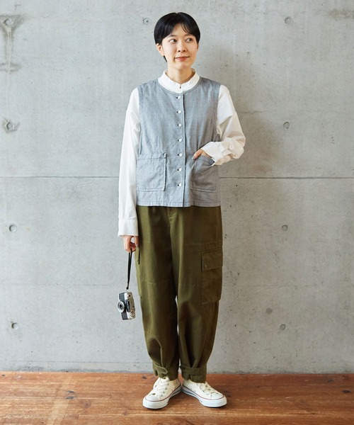 PAR ICI（パーリッシィ）の「コットンリネンギンガム/グレンチェック ウォッシャブルベスト(セットアップ対応)（ベスト・レディース・ブラック/その他・FREE）」の15枚目の写真