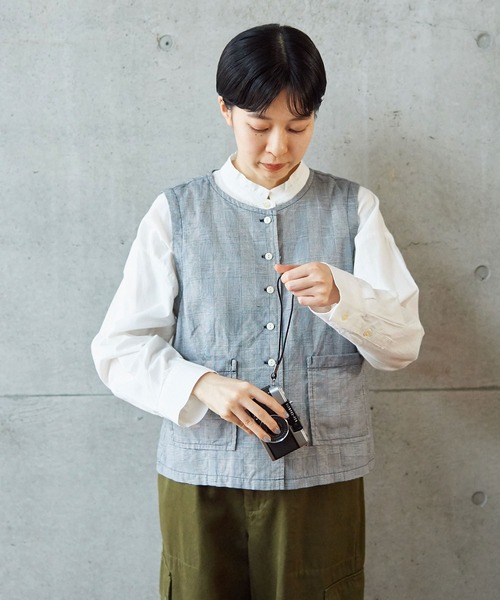 PAR ICI（パーリッシィ）の「コットンリネンギンガム/グレンチェック ウォッシャブルベスト(セットアップ対応)（ベスト・レディース・ブラック/その他・FREE）」の12枚目の写真