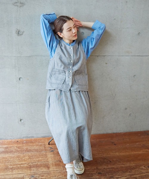 PAR ICI（パーリッシィ）の「コットンリネンギンガム/グレンチェック ウォッシャブルベスト(セットアップ対応)（ベスト・レディース・ブラック/その他・FREE）」の7枚目の写真