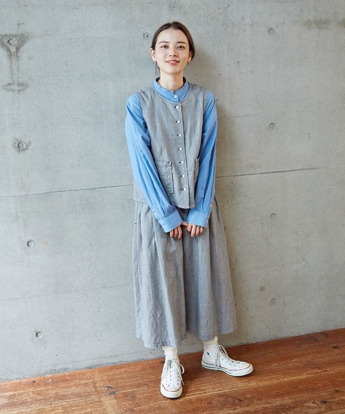 PAR ICI（パーリッシィ）の「コットンリネンギンガム/グレンチェック ウォッシャブルベスト(セットアップ対応)（ベスト・レディース・ブラック/その他・FREE）」の10枚目の写真