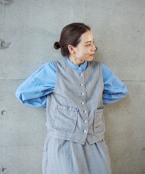 PAR ICI（パーリッシィ）の「コットンリネンギンガム/グレンチェック ウォッシャブルベスト(セットアップ対応)（ベスト・レディース・ブラック/その他・FREE）」の5枚目の写真