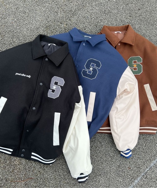 sedacle(セダクル)の「サガラワッペン付きスタジャン(スタジャン・メンズ・ブラック/ブルー/ブラウン・MEDIUM/LARGE)」の6枚目の写真