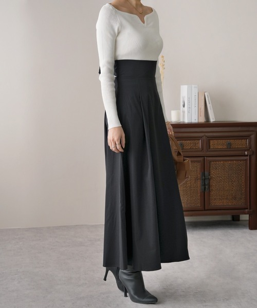 IAMUSE（アイアミューズ）の「【バックリボンが秋コーデのワンポイント♪】ウエストバックリボンハイウエストＡラインロングスカート S0272【IAMUSE】（スカート・レディース・ブラック/モカ・S/M/L）」の15枚目の写真