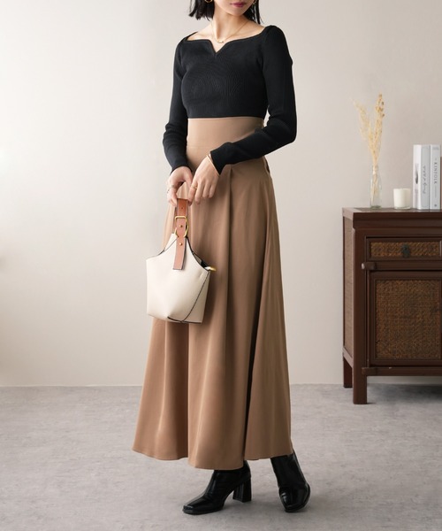 IAMUSE（アイアミューズ）の「【バックリボンが秋コーデのワンポイント♪】ウエストバックリボンハイウエストＡラインロングスカート S0272【IAMUSE】（スカート・レディース・ブラック/モカ・S/M/L）」の16枚目の写真