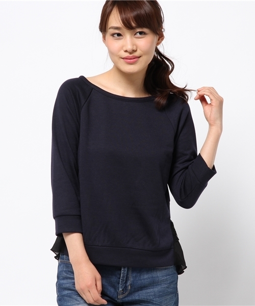 OUTLET(アウトレット)の「【mystic】裾レースプルオーバー(Tシャツ/カットソー・レディース・オフホワイト/グレー/ネイビー/ブラック・FREE)」の4枚目の写真