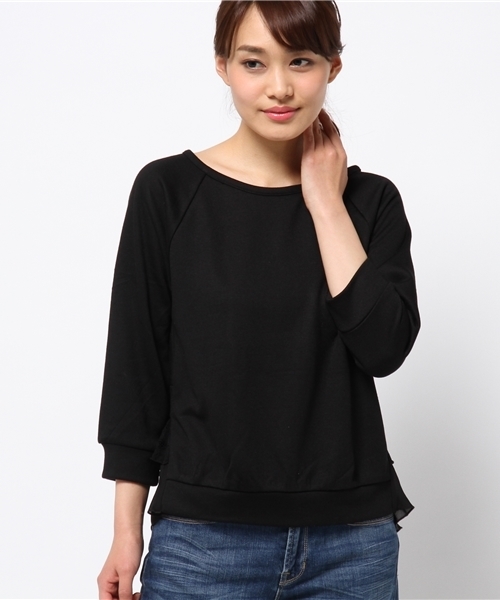 OUTLET(アウトレット)の「【mystic】裾レースプルオーバー(Tシャツ/カットソー・レディース・オフホワイト/グレー/ネイビー/ブラック・FREE)」の2枚目の写真