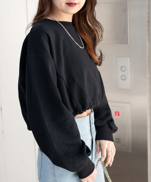 WEGO（ウィゴー）の「WEGO/サイドドロストショートスウェット（スウェット・レディース・オートミール/ブラック/ライトパープル・FREE）」の5枚目の写真
