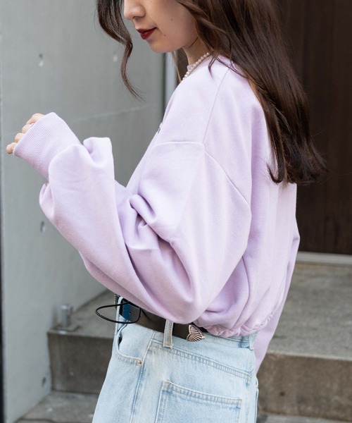 WEGO（ウィゴー）の「WEGO/サイドドロストショートスウェット（スウェット・レディース・オートミール/ブラック/ライトパープル・FREE）」の17枚目の写真