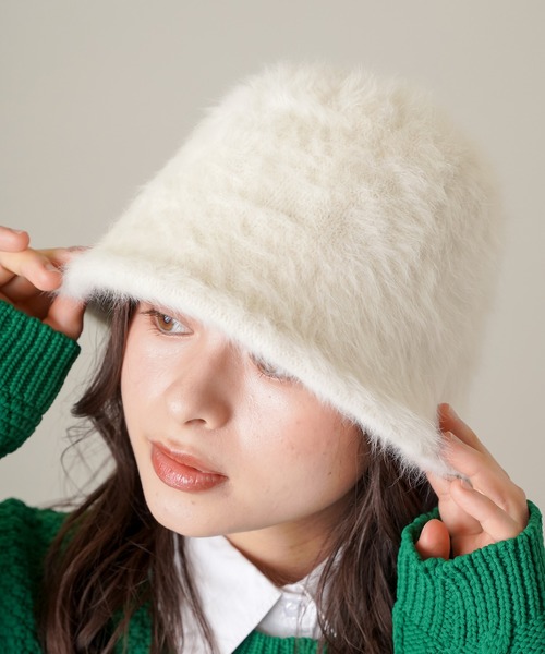 SPINNS(スピンズ)の「アンゴラバケットハット(ハット・レディース・ベージュ/ホワイト/ブラック・ONESIZE)」の17枚目の写真