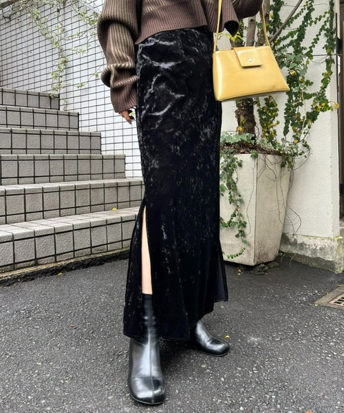 CIAOPANIC（チャオパニック）の「ベロアスリットマーメイドスカート（スカート・レディース・ブラック/ベージュ/ブルー・ONE SIZE）」の10枚目の写真