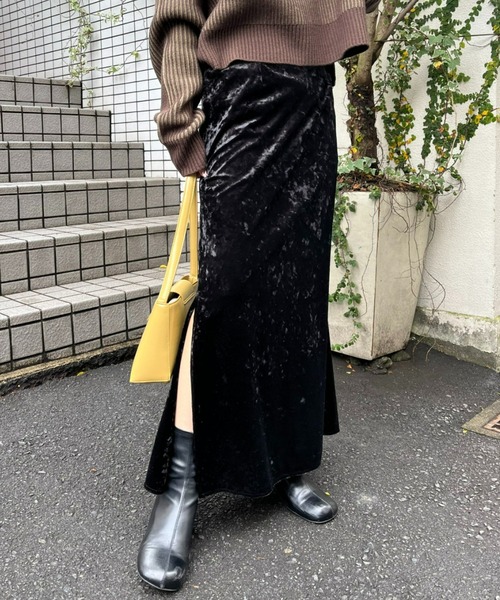 CIAOPANIC（チャオパニック）の「ベロアスリットマーメイドスカート（スカート・レディース・ブラック/ベージュ/ブルー・ONE SIZE）」の17枚目の写真