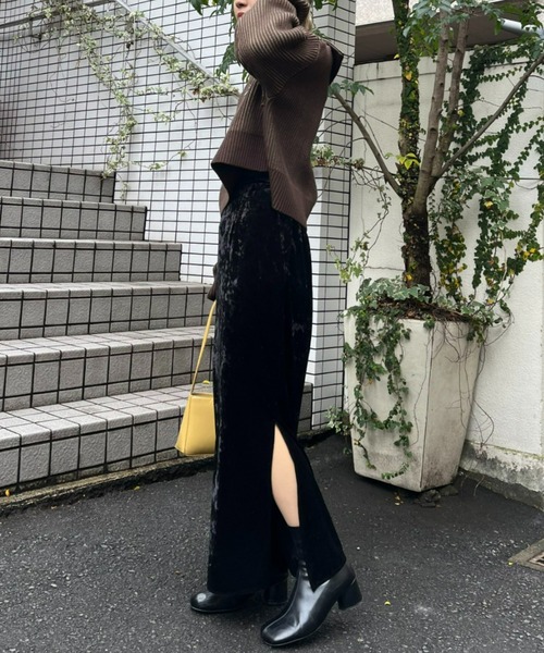 CIAOPANIC（チャオパニック）の「ベロアスリットマーメイドスカート（スカート・レディース・ブラック/ベージュ/ブルー・ONE SIZE）」の11枚目の写真