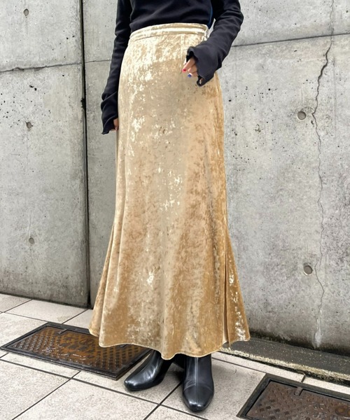 CIAOPANIC（チャオパニック）の「ベロアスリットマーメイドスカート（スカート・レディース・ブラック/ベージュ/ブルー・ONE SIZE）」の6枚目の写真