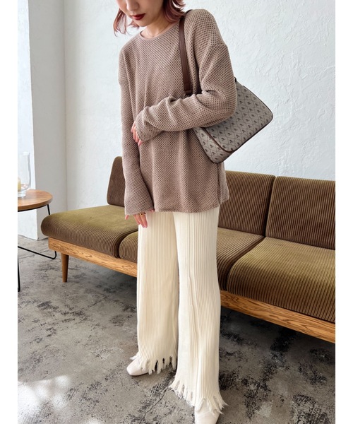 JUMELLE(ジュメロ)の「ダメージニットパンツ(その他パンツ・レディース・ブラウン/ベージュ・FREE)」の2枚目の写真