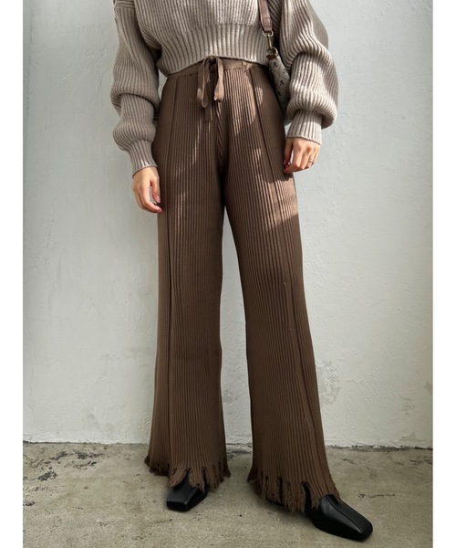JUMELLE(ジュメロ)の「ダメージニットパンツ(その他パンツ・レディース・ブラウン/ベージュ・FREE)」の1枚目の写真