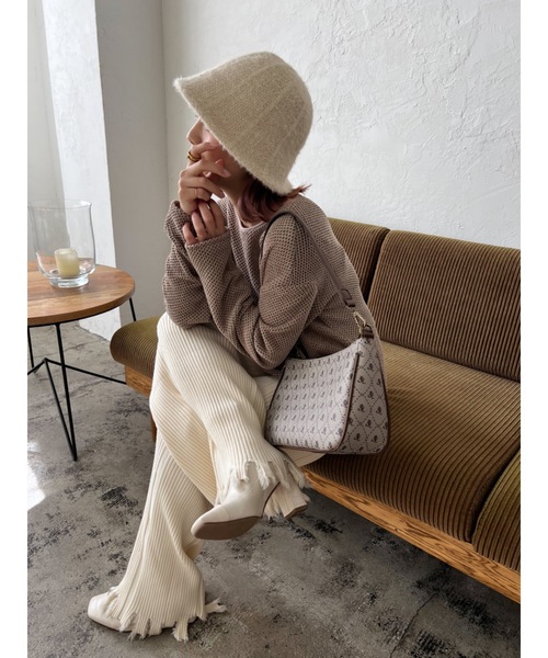 JUMELLE(ジュメロ)の「ダメージニットパンツ(その他パンツ・レディース・ブラウン/ベージュ・FREE)」の3枚目の写真