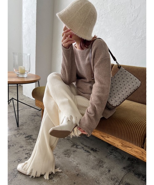 JUMELLE(ジュメロ)の「ダメージニットパンツ(その他パンツ・レディース・ブラウン/ベージュ・FREE)」の7枚目の写真