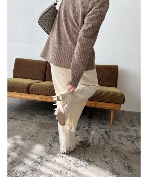 JUMELLE(ジュメロ)の「ダメージニットパンツ(その他パンツ・レディース・ブラウン/ベージュ・FREE)」の9枚目の写真