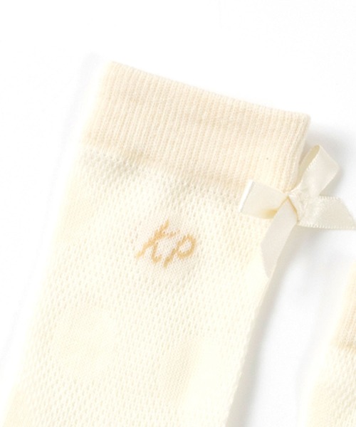 KP DECO（ケーピーデコ）の「日本製/サテンリボン付きドット柄クルーソックス（ソックス/靴下・キッズ・アイボリー/ブルー系その他・20cm/18cm/22cm/16cm/14cm）」の4枚目の写真