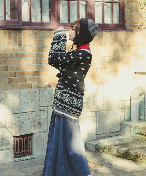 kutir（クティール）の「【クティールとレトロ】ハートノルディックカーディガン（カーディガン/ボレロ・レディース・ブラック/ブルー/ブラウン・FREE）」の13枚目の写真