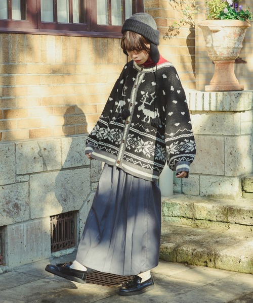 kutir（クティール）の「【クティールとレトロ】ハートノルディックカーディガン（カーディガン/ボレロ・レディース・ブラック/ブルー/ブラウン・FREE）」の11枚目の写真