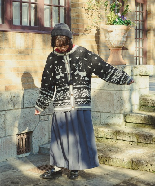 kutir（クティール）の「【クティールとレトロ】ハートノルディックカーディガン（カーディガン/ボレロ・レディース・ブラック/ブルー/ブラウン・FREE）」の12枚目の写真