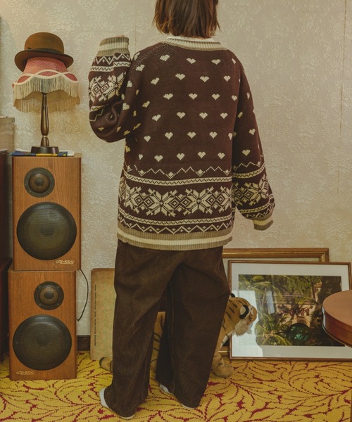 kutir（クティール）の「【クティールとレトロ】ハートノルディックカーディガン（カーディガン/ボレロ・レディース・ブラック/ブルー/ブラウン・FREE）」の19枚目の写真