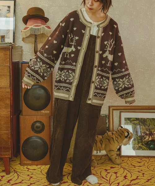 kutir（クティール）の「【クティールとレトロ】ハートノルディックカーディガン（カーディガン/ボレロ・レディース・ブラック/ブルー/ブラウン・FREE）」の17枚目の写真