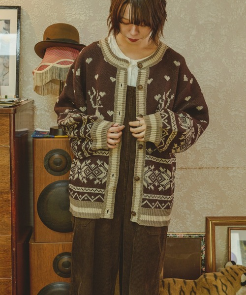 kutir（クティール）の「【クティールとレトロ】ハートノルディックカーディガン（カーディガン/ボレロ・レディース・ブラック/ブルー/ブラウン・FREE）」の15枚目の写真