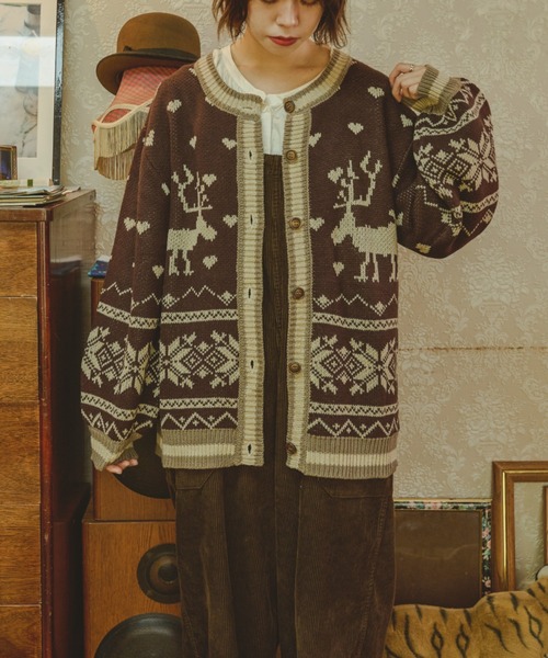kutir（クティール）の「【クティールとレトロ】ハートノルディックカーディガン（カーディガン/ボレロ・レディース・ブラック/ブルー/ブラウン・FREE）」の14枚目の写真