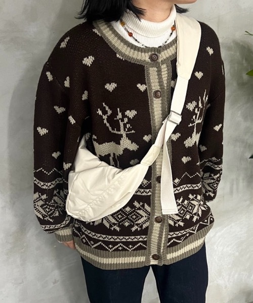 kutir（クティール）の「【クティールとレトロ】ハートノルディックカーディガン（カーディガン/ボレロ・レディース・ブラック/ブルー/ブラウン・FREE）」の8枚目の写真