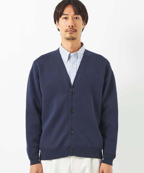 green label relaxing（グリーンレーベルリラクシング）の「クリアコットン スウェットライク Vネック カーディガン -ウォッシャブル-（カーディガン/ボレロ・メンズ・ライラック/ライム/ネイビー/ロイヤルブルー・L/M/XL/S）」の7枚目の写真