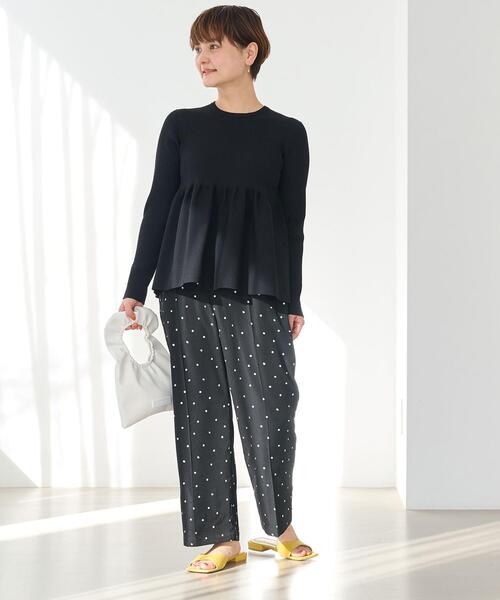 【WEB限定・洗える】シンセティックヤーンスムース ペプラムニット WEB限定・洗える】シンセティックヤーンスムース ペプラムニット