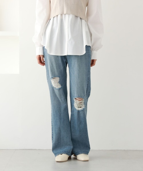 archives（アルシーヴ）の「ダメージデニム（デニムパンツ・レディース・ブルー/ブラック・MEDIUM/SMALL）」の9枚目の写真