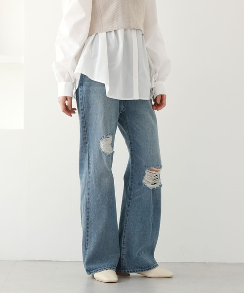 archives（アルシーヴ）の「ダメージデニム（デニムパンツ・レディース・ブルー/ブラック・MEDIUM/SMALL）」の10枚目の写真