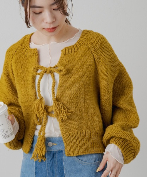 Kastane(カスタネ)の「ドーリーニット(ニット/セーター・レディース・ブラウン/ブルー/アイボリー/イエロー・FREE)」の4枚目の写真