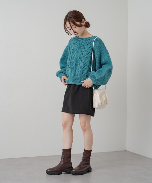 Kastane(カスタネ)の「ドーリーニット(ニット/セーター・レディース・ブラウン/ブルー/アイボリー/イエロー・FREE)」の5枚目の写真