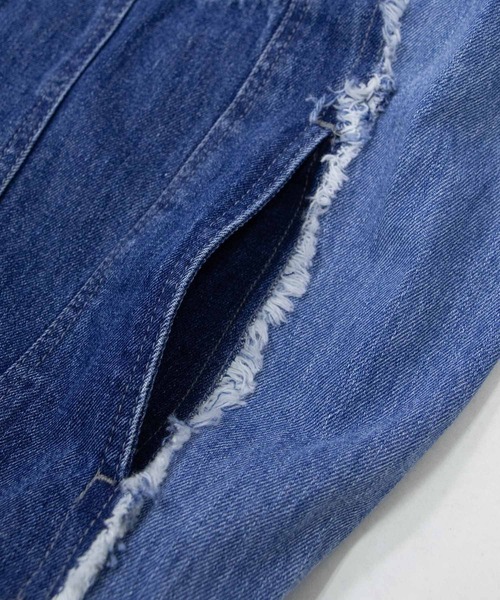 NANEA(ナネア)の「デニム切替えワイドGジャン(デニムジャケット・レディース・インディゴブルー/ブラック・ONE SIZE)」の19枚目の写真