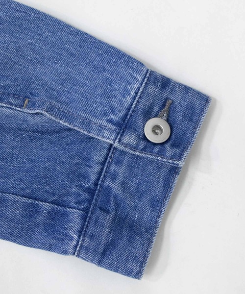 NANEA(ナネア)の「デニム切替えワイドGジャン(デニムジャケット・レディース・インディゴブルー/ブラック・ONE SIZE)」の22枚目の写真