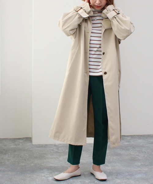 Social GIRL(ソーシャルガール)の「キャンディースリーブ トレンチコート スタンドカラーコート ロングコート(トレンチコート・レディース・カーキ/サックスブルー/グレイッシュベージュ/サンドベージュ/ベージュ・M)」の20枚目の写真