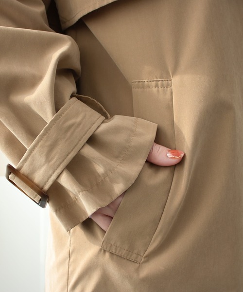 Social GIRL(ソーシャルガール)の「キャンディースリーブ トレンチコート スタンドカラーコート ロングコート(トレンチコート・レディース・カーキ/サックスブルー/グレイッシュベージュ/サンドベージュ/ベージュ・M)」の19枚目の写真