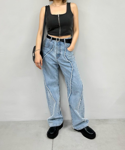 WHO'S WHO gallery（フーズフーギャラリー）の「コルセット2WAYビスチェトップス（タンクトップ・レディース・ブラック/オフホワイト/チャコールグレー・FREE）」の8枚目の写真