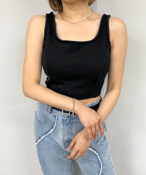 WHO'S WHO gallery（フーズフーギャラリー）の「コルセット2WAYビスチェトップス（タンクトップ・レディース・ブラック/オフホワイト/チャコールグレー・FREE）」の15枚目の写真