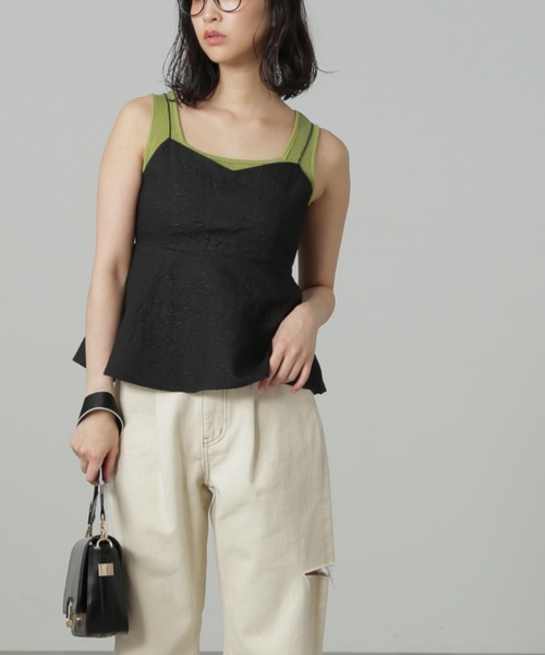 FREE'S MART（フリーズマート）の「◆バックコンシャスジャガードキャミペプラムブラウス（シャツ/ブラウス・レディース・ホワイト/ブラック・FREE）」の14枚目の写真