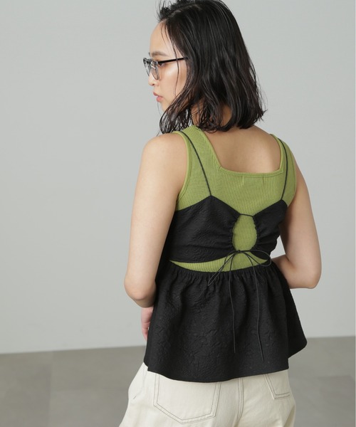 FREE'S MART（フリーズマート）の「◆バックコンシャスジャガードキャミペプラムブラウス（シャツ/ブラウス・レディース・ホワイト/ブラック・FREE）」の13枚目の写真