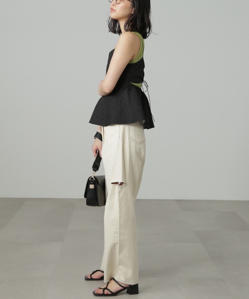 FREE'S MART（フリーズマート）の「◆バックコンシャスジャガードキャミペプラムブラウス（シャツ/ブラウス・レディース・ホワイト/ブラック・FREE）」の10枚目の写真