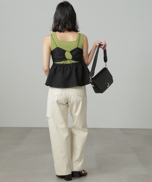 FREE'S MART（フリーズマート）の「◆バックコンシャスジャガードキャミペプラムブラウス（シャツ/ブラウス・レディース・ホワイト/ブラック・FREE）」の9枚目の写真