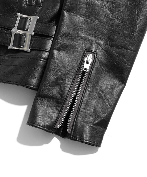 UNDERCOVER（アンダーカバー）の「Leather biker jacket（ライダースジャケット・メンズ・ネイビー/ブラック・3/4/1/2）」の4枚目の写真