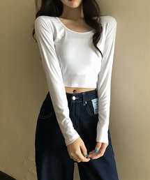 クロップド丈長袖カットソー