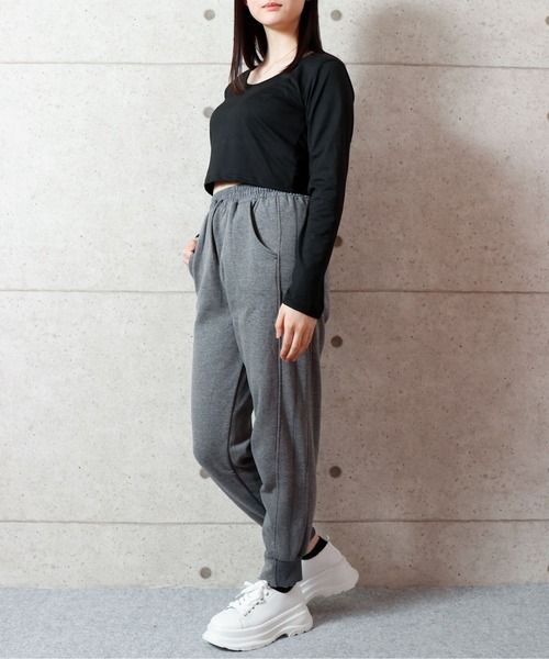 NinaetLina（ニナエリナ）の「クロップド丈長袖カットソー（Tシャツ/カットソー・レディース・エメラルド/ブラック/ブルー/グレー/ホワイト・M/L/XL）」の21枚目の写真